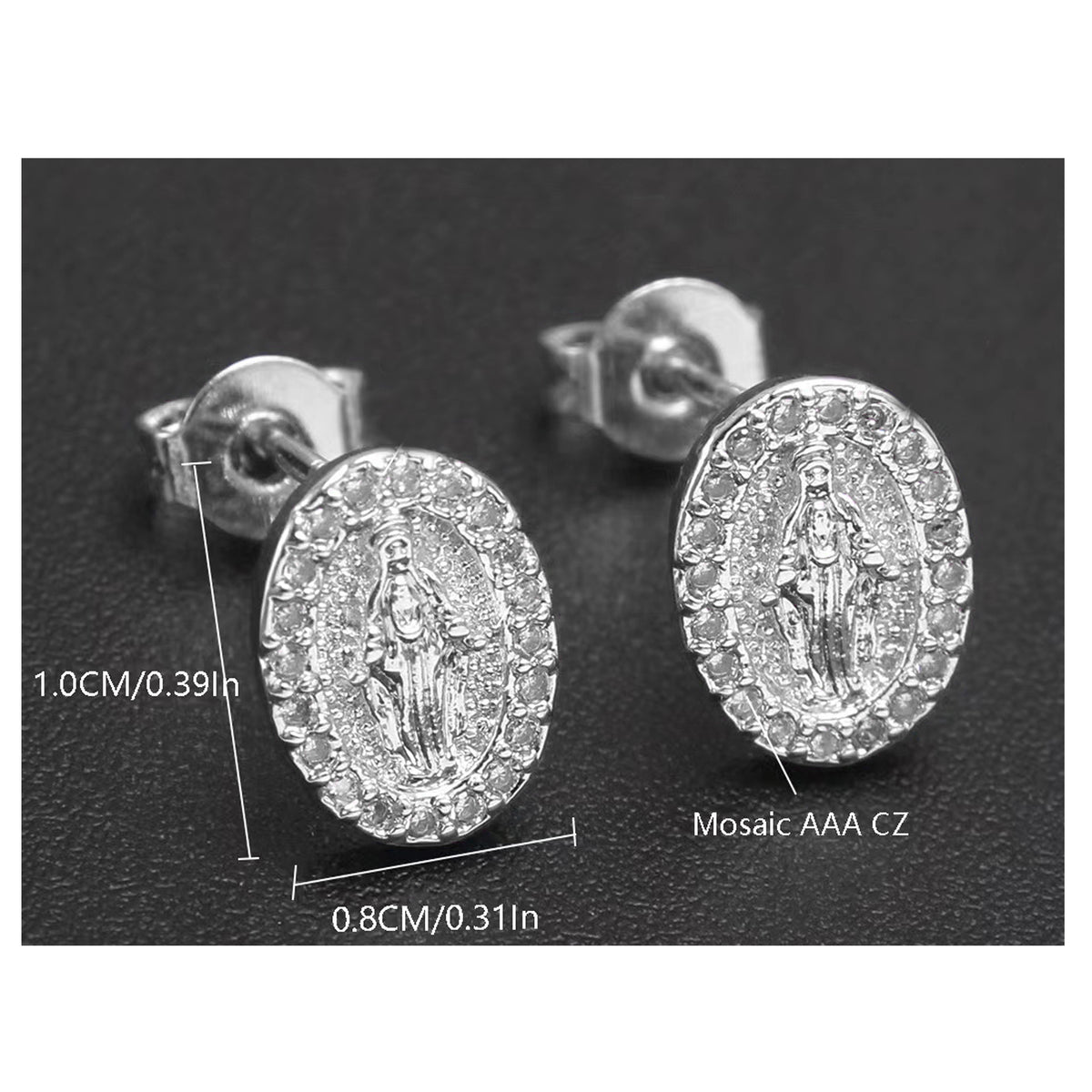 Crystal Miraculous Medal Earrings