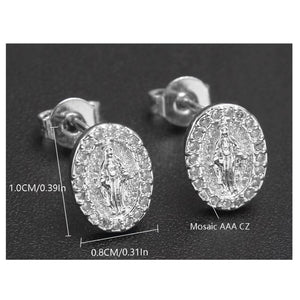 Crystal Miraculous Medal Earrings