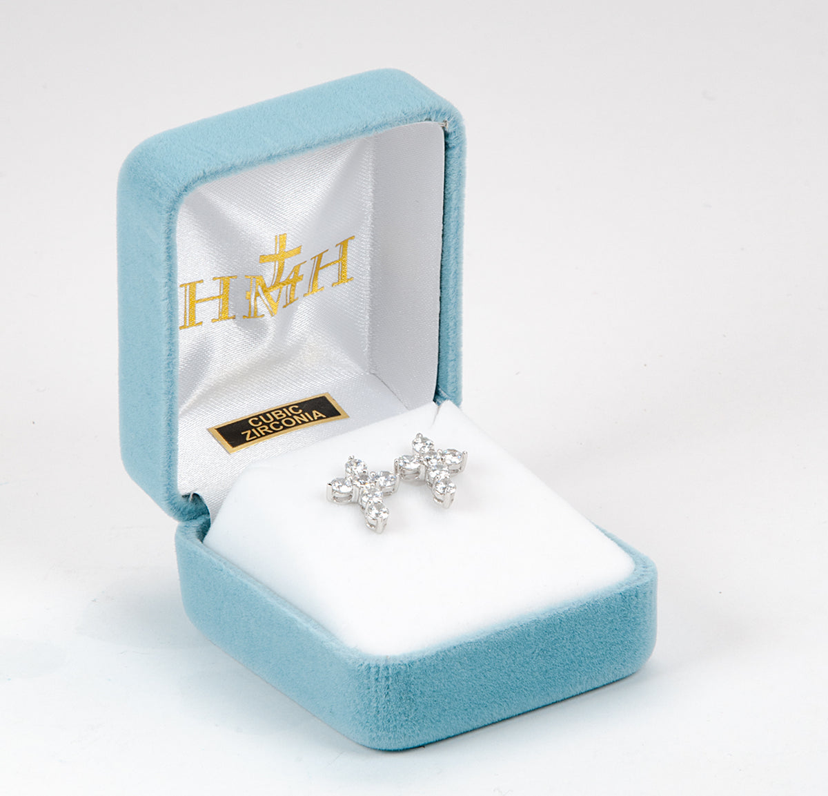 Six Stone Cubic Zirconia Post Earrings, Sterling Silver