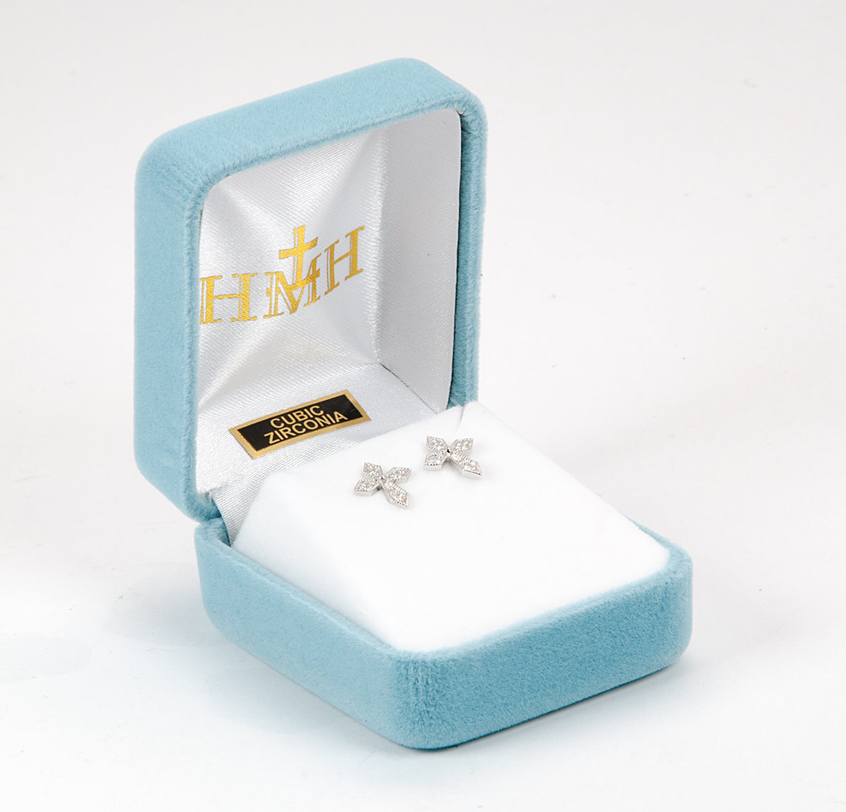 Four Stone Cubic Zirconia Cross Earrings, Sterling Silver