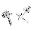 Small Cross Earrings, Sterling Silver