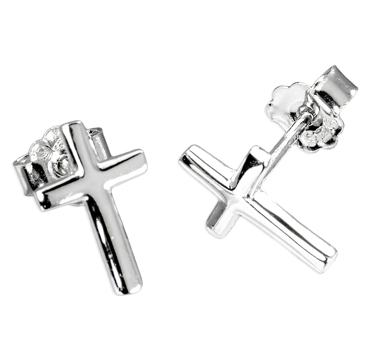 Small Cross Earrings, Sterling Silver