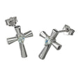 Cross Earrings with Crystal Heart Cubic Zirconia, Sterling Silver