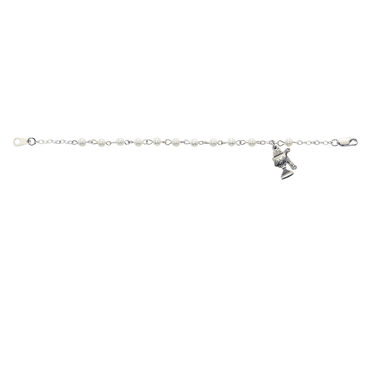 First Communion Bracelet with Glass Pearl Beads