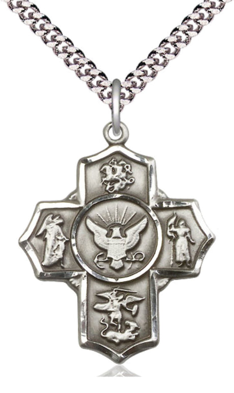 Five Way Cross Navy Necklace