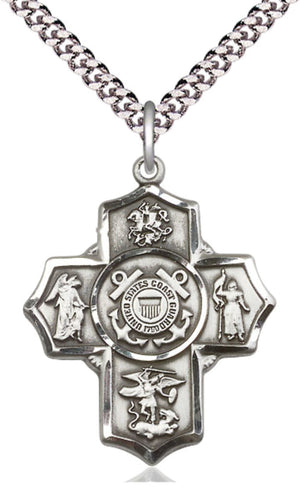 Five Way Cross US Coast Guard Necklace