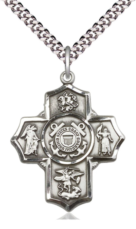 Five Way Cross US Coast Guard Necklace