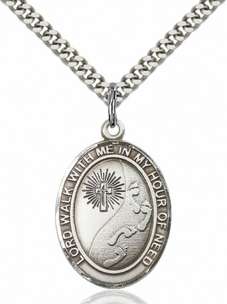 Footprints In The Sand Cross Pendant