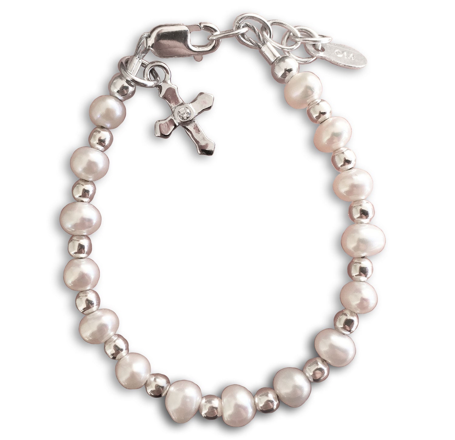 Baptism Gift Ideas - a baby bracelet with dangle cross.