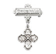 Small Four Way Medal Godchild Pin, Sterling Silver