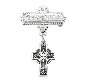 Baby Irish Celtic Cross Godchild Pin, Sterling Silver