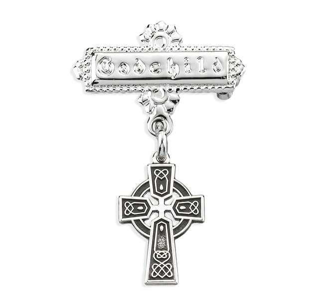 Baby Irish Celtic Cross Godchild Pin, Sterling Silver