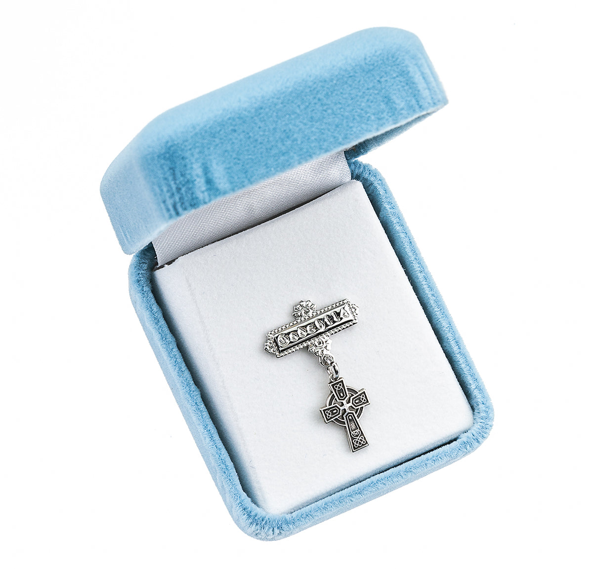 Baby Irish Celtic Cross Godchild Pin, Sterling Silver