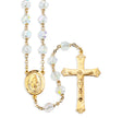 7mm Aurora Crystal Czech Bead Rosary, Gold Over Sterling Silver