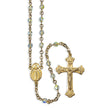 4mm Aurora Borealis Swarovski Crystal Rosary, Gold Over Sterling Silver