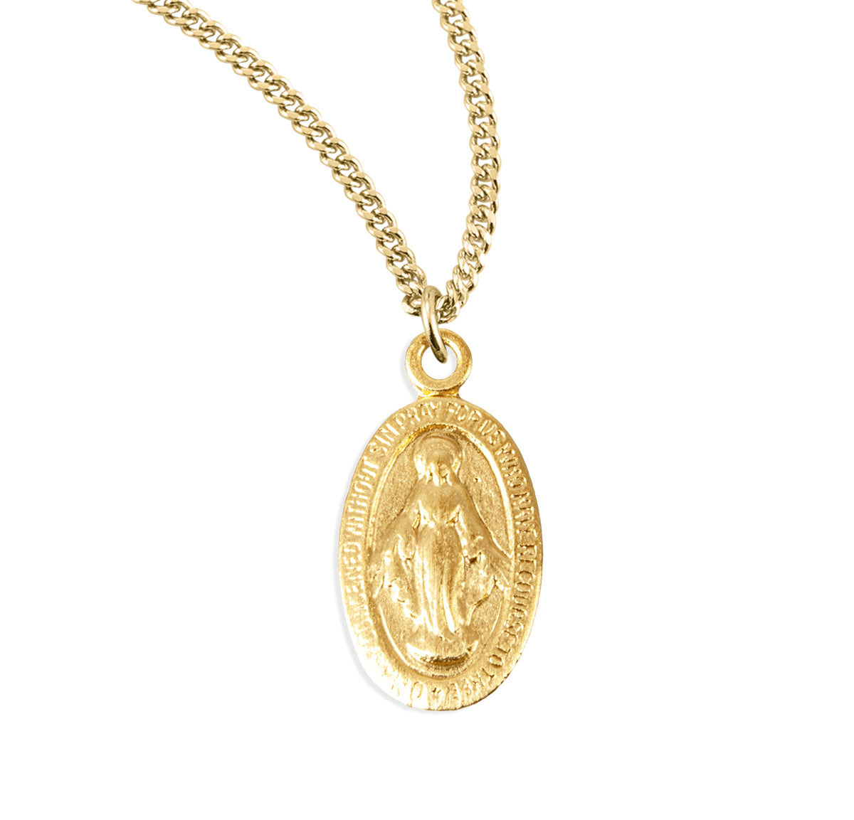 Oval Miraculous Medal Necklace, Gold Over Sterling Silver