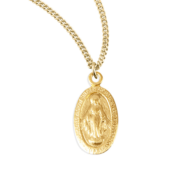 Oval Miraculous Medal Necklace, Gold Over Sterling Silver
