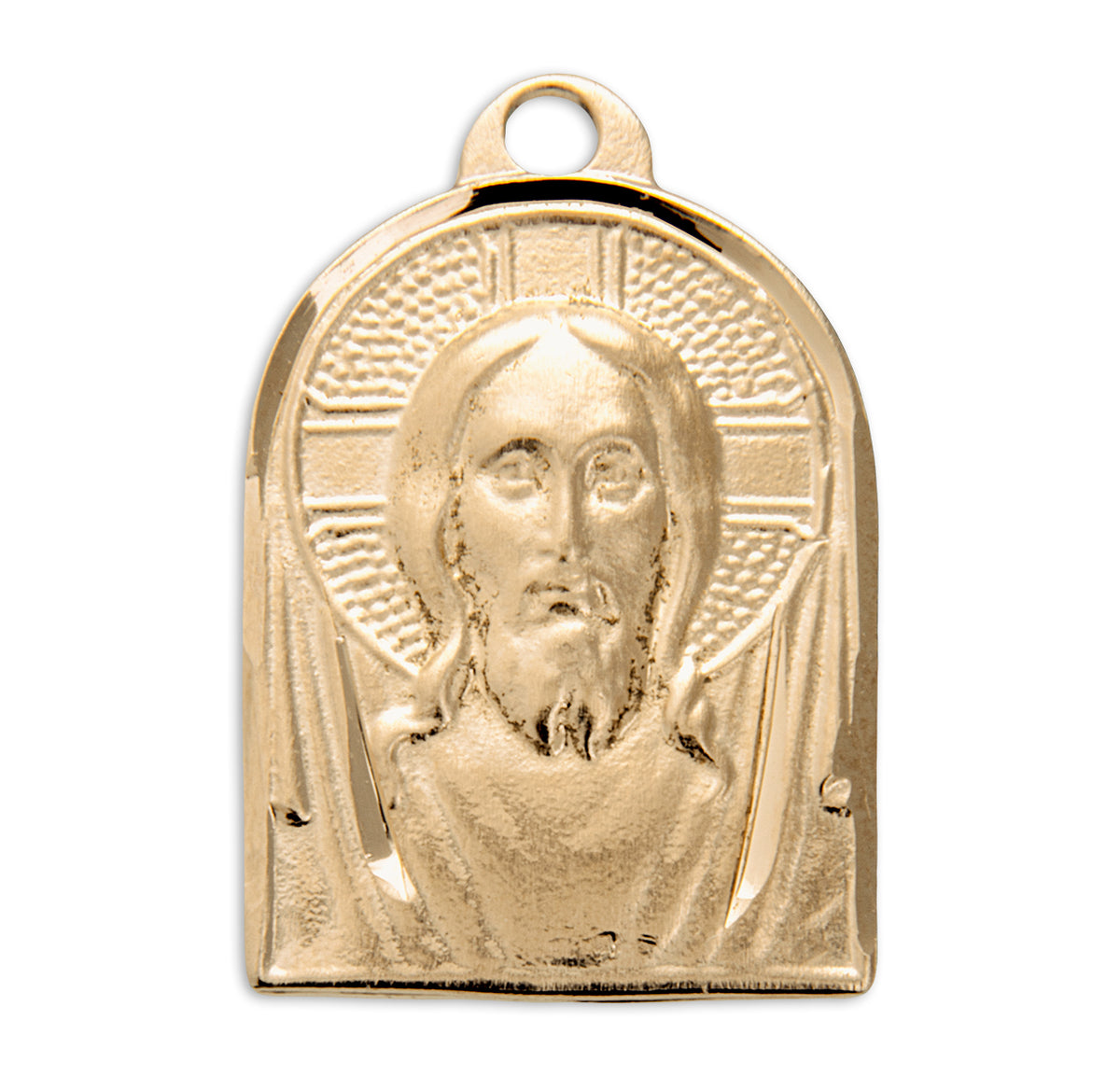 Medium Christ Medal Necklace, Gold Over Sterling Silver