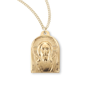 Medium Christ Medal Necklace, Gold Over Sterling Silver