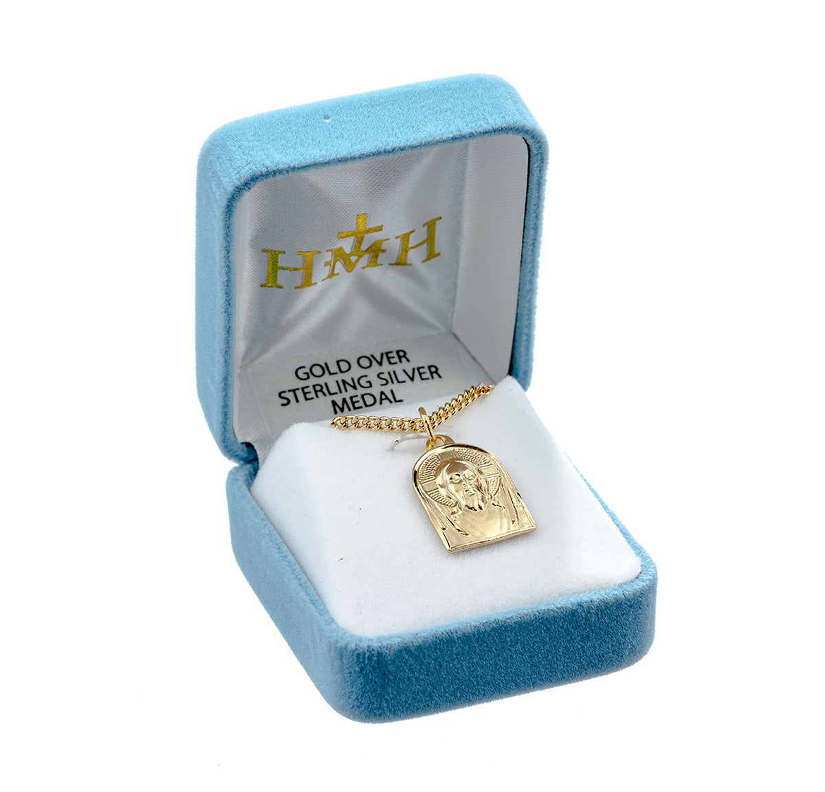 Medium Christ Medal Necklace, Gold Over Sterling Silver