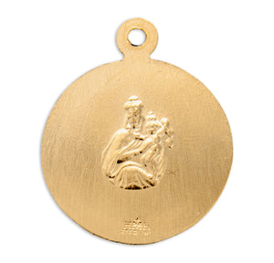 Sacred Heart of Jesus Double-Sided Round Scapular Medal Necklace, Gold Over Sterling Silver