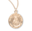 Sacred Heart of Jesus Double-Sided Round Scapular Medal Necklace, Gold Over Sterling Silver