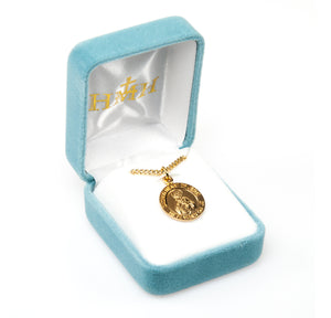 Sacred Heart of Jesus Double-Sided Round Scapular Medal Necklace, Gold Over Sterling Silver