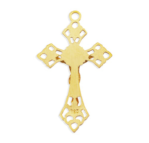 Pierced Crucifix Necklace with Angled Tips, Gold Over Sterling Silver