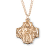 Heavy Medium Four-Way Medal Necklace, Gold Over Sterling Silver
