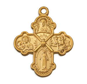 Child's Small Four-Way Medal Necklace, Gold Over Sterling Silver