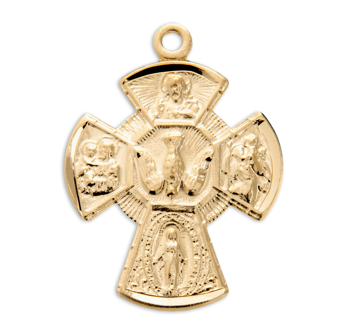 Medium Four-Way Medal Necklace, Gold Over Sterling Silver