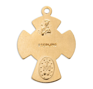 Medium Four-Way Medal Necklace, Gold Over Sterling Silver
