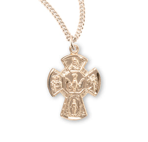 Medium Four-Way Medal Necklace, Gold Over Sterling Silver