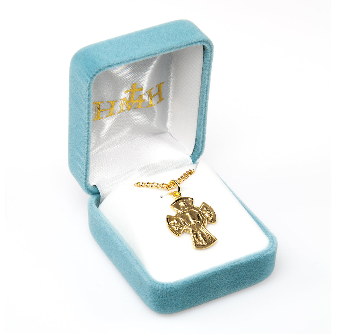 Medium Four-Way Medal Necklace, Gold Over Sterling Silver