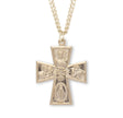 Heavy Large Four-Way Medal Necklace, Gold Over Sterling Silver
