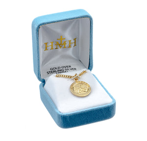 Medium Holy Baptism Round Medal Necklace, Gold Over Sterling Silver