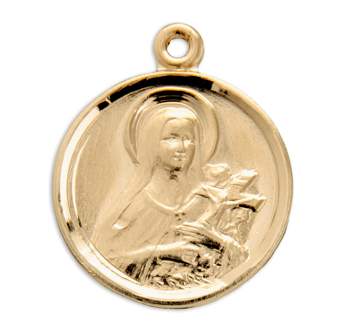 Saint Therese the Little Flower Medal Necklace, Gold Over Sterling Silver