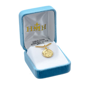 Saint Therese the Little Flower Medal Necklace, Gold Over Sterling Silver