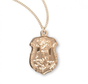 Charm Size Badge Shape Saint Michael Necklace