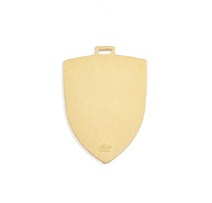 Large Arched Saint Michael Shield Medal Necklace, Gold Over Sterling Silver