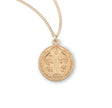 Small Double-Sided Saint Benedict Round Medal Necklace, Gold Over Sterling Silver