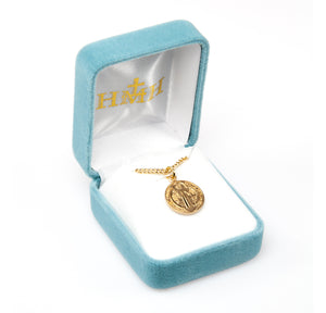 Saint Benedict Round Jubilee Medal Necklace, Gold Over Sterling Silver