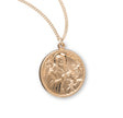 Medium Double-Sided Saint Benedict Round Medal Necklace, Gold Over Sterling Silver