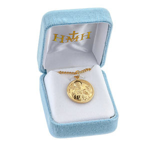 Medium Double-Sided Saint Benedict Round Medal Necklace, Gold Over Sterling Silver