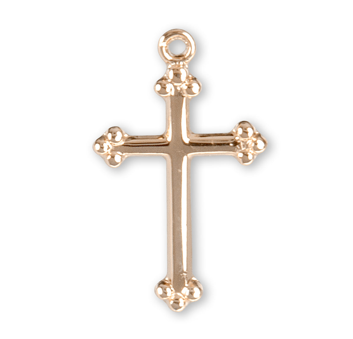 Small Budded Cross Necklace, Gold Over Sterling Silver
