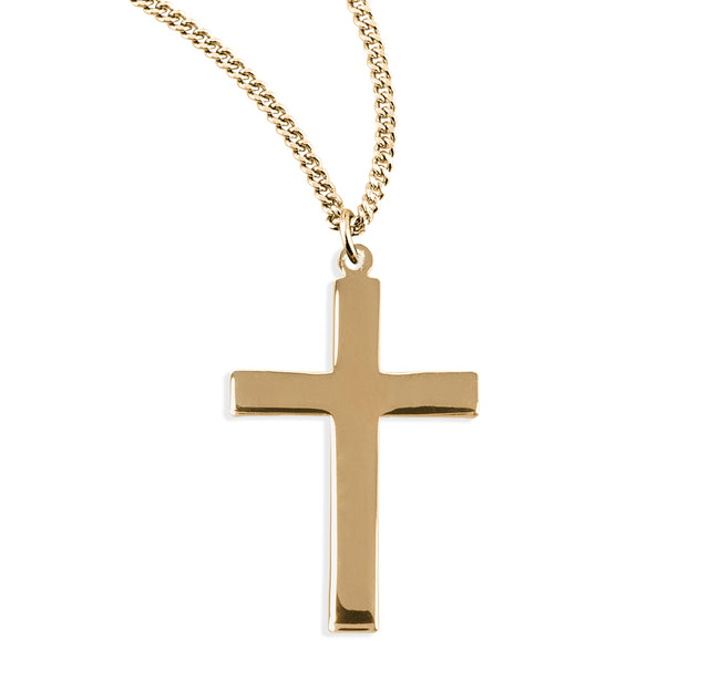 High Polished Cross Necklace, Gold Over Sterling Silver