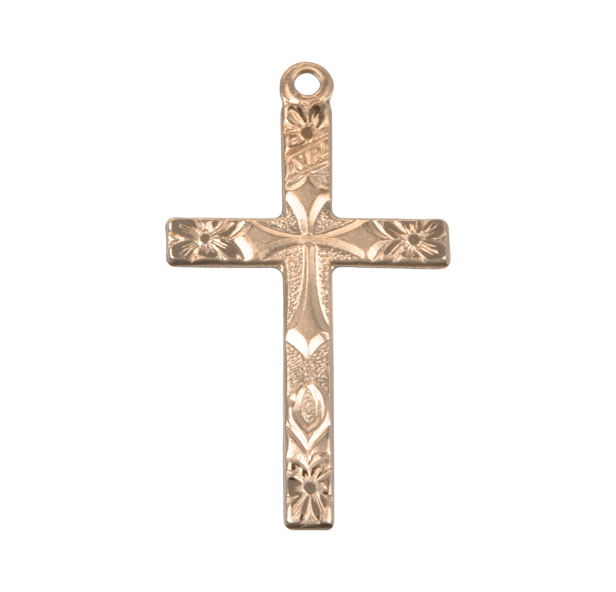 Lightweight Large Flower Tip Cross Necklace, Gold Over Sterling Silver