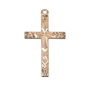 Lightweight Large Flower Tip Cross Necklace, Gold Over Sterling Silver