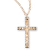 Lightweight Large Flower Tip Cross Necklace, Gold Over Sterling Silver