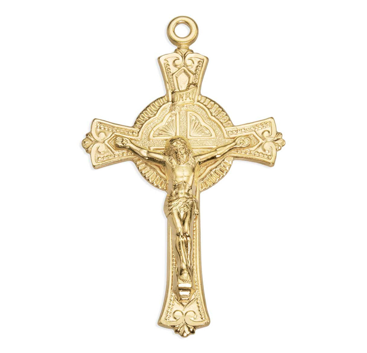 Fine Detailed Crucifix Necklace, Gold Over Sterling Silver